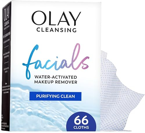 Olay Makeup Remover Wipes, Daily Facials Deep Clean Face Cleanser for Normal to Oily Skin, Alcohol & Fragrance Free, Soft Face Wash Towels, Travel Essentials for Women, Convenient Dry Cloths, 66 ct