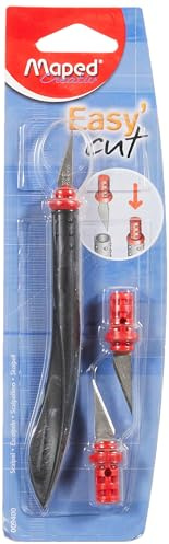 Maped Scalpel Easy'cut sécurité - 1 Scalpel de Précision Coupe-Tout avec 3 Lames et Embout Sécurisé - Outil de Découpe Loisir Créatif