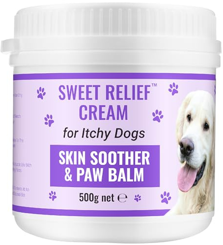Biteback Products Sweet Relief® Itchy Dog Skin Cream – with Benzyl Benzoate – Soothes Itchy, Dry Skin, Paws & Ears – Non‑Steroidal, Sensitive Skin Friendly – 500 g | Soothes Itchy And Dry Skin, Paws And Ears, Non Steroidal, Sensitive Skin Friendly, For Dogs, Benzyl Benzoate, 500 g