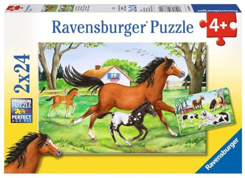 Ravensburger Puzzle Welt der Pferde - 2x24 Teile Puzzle ab 4 Jahre | 2x24 Teile Puzzle, Kinderpuzzle ab 4 Jahre, Ravensburger Qualität