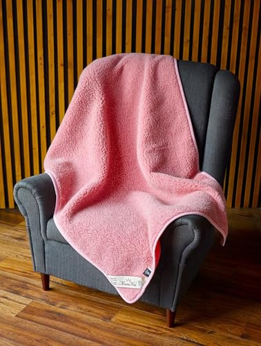 Merino Babydecke, einfarbig, aus reiner Wolle, 140 x 100 cm, Rosa, leicht, natürlich, warm