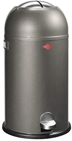 Wesco 184 631 Kickmaster Abfallsammler 33 Liter Graphit 37.5x37.5x69 cm (L/B/H), Stahlblech, Edelstahl, 37.5 x 37.5 x 69cm