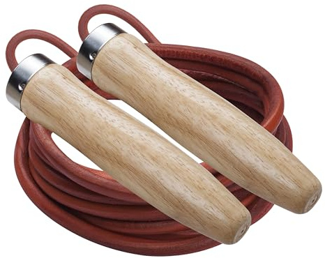 Champion Sports Cuerda de saltar con rodamiento de bolas de cuero, marrón, 9.5 pies