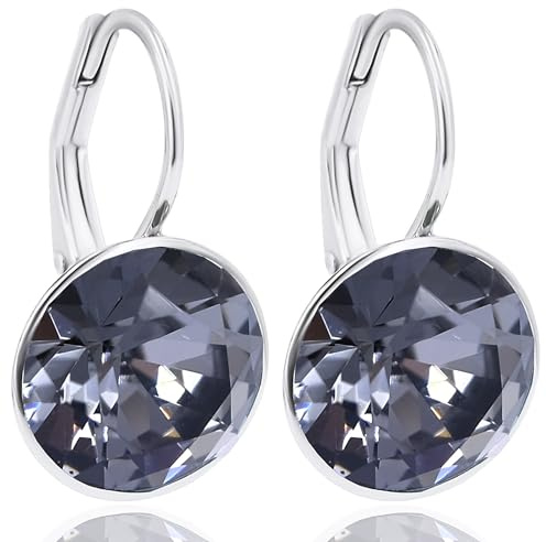 Nobel Ohrhänger 925 Sterling Silber Silberohrringe Damen Graphite Kristalle schlicht kurz