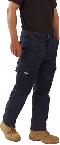 SITE KING Mens Cargo Combat Work Trousers Sizes 28 to 56 with Button & Zip Fly (30 Waist / 27) Navy