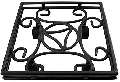 Garden Pride Square Plant Pot Caddy - Heavy Duty Plant Pot Mover - 12 Square (30cm), Black, Outdoor, Pack of 1