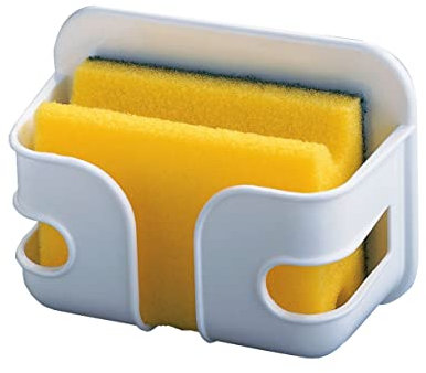 WENKO Schwammbox mit Topfreiniger, Polystyrol, 9 x 12 x 5 cm, Weiß