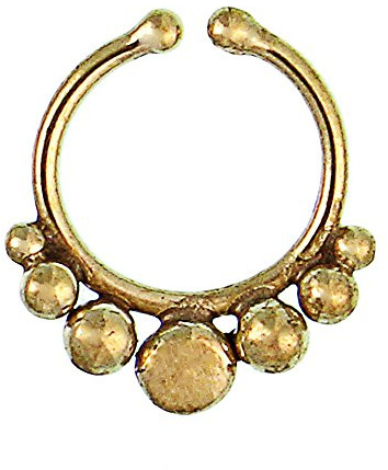 Chic-Net Septum Fake Piercing Nasenringe Kreis Kugeln Messing gold nickelfrei antik Ohrring