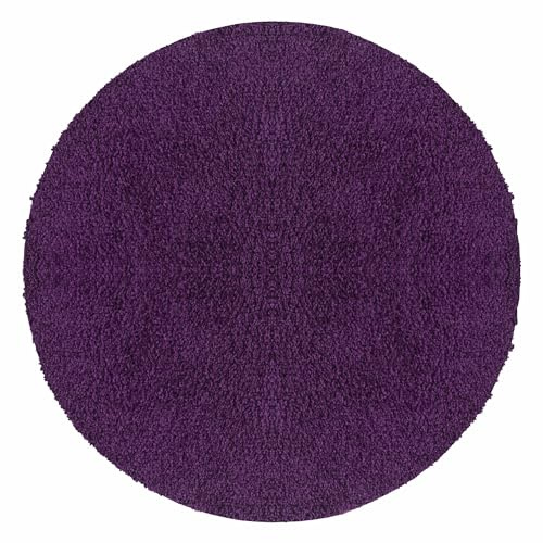 Carpetsale24 Shaggy Hochflor Teppich 160 cm Rund Lila weich flauschig modern einfarbig Für Wohnzimmer oder Schlafzimmer für Wohnzimmer Schlafzimmer Flur