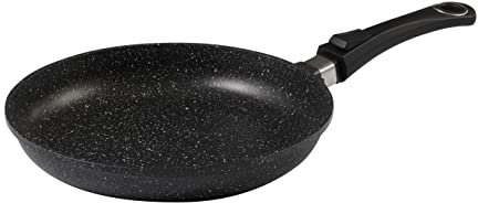 Pradel Excellence - Poêle en Fonte d’Aluminium Premium, Revêtement Anti-Adhésif “Façon Pierre”, Manche Amovible - Compatible Tous Feux dont Induction, Four et Lave-Vaisselle - Diamètre 28 cm - Noir