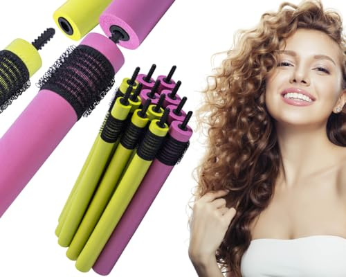 Stahlia Lockenwickler über Nacht Papilotten (12 Stück - 6x Ø15mm, 6x Ø20mm) Locken ohne Hitze Locken über Nacht Haarwickler Haftwickler für alle Haare