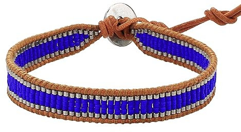 KELITCH Neu Miyuki Perlen Strang Armband Neu Leder Wickelarmbänder Gewebte Geflochten Damen Armbänder (Blau)