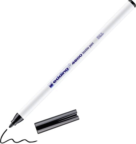edding 4600 Textilstift - schwarz - 1 Stift - Rundspitze 1 mm - Textilstifte waschmaschinenfest (60 °C) zum Stoff bemalen - Stoffmalstift
