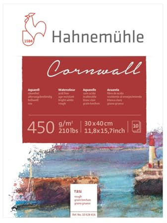 Hahnemühle CORNWALL Aquarellblock, 10 Blatt, 450g rauh, 30 x 40 cm
