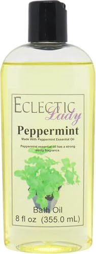 Peppermint Bath Oil - Scented Body Oil - Relaxing & Moisturizing Bathing Oil - Fragrance Body Oil For Dry & Rough Sensitive Skin - 8 oz