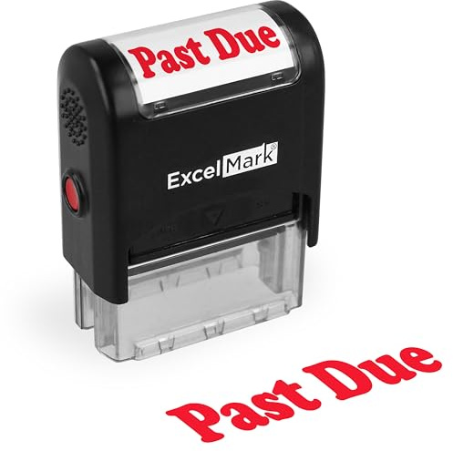 ExcelMark Past Due Stamp Self-Inking Rubber Stamp - Red Ink for Office Use, Ideal for Efficient Document Management with Past Due Stamps, Perfect for Professional Settings
