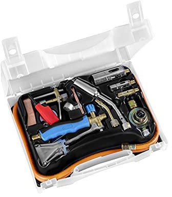 CFH Lötkoffer Turbo Lötprofi LK 2000 - 16-teiliges Lötset zum Hartlöten mit Gas Lötbrenner und Löt Zubehör, Umfangreiches Lötkolben Set im Kunststoffkoffer