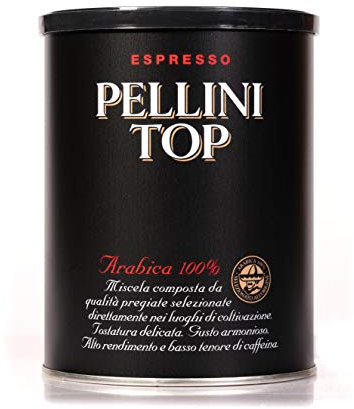 Pellini Caffè - Pellini Top Arabica 100% Per Moka, 2 Barattoli da 250gr (Totale 500gr)