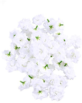 VORCOOL 50 Stück Kunstblumen Rosenköpfe Stoffrosen Deko-Blüte (Weiß)