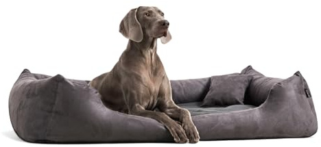 tierlando® Hundebett Moritz Soft Hundesofa aus samtweichem Velours mit Komfortschaum-Matratze, Größe: 110x90cm | Farbe: 02 Graphit