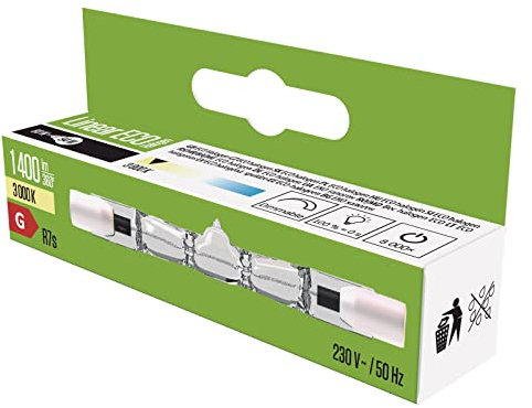 EMOS Halogen-Röhre 80 W, Länge: 78 mm (7,8 x 0,8 cm), ECO Halogenstablampe, Warmweiß 3000 K, 1400 lumen, R7S-Sockel, J78 230V/80 W, 1 Stück