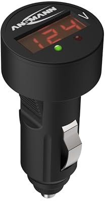 ANSMANN Car Battery Voltage Tester With LCD Indicator [Pack of 1] Voltmeter Voltage Checker For 12V and 24V Car Batteries