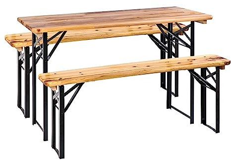 DEMA Bierzeltgarnitur Schwabing 120x60 cm – Bierbank, Biertisch, Festzeltgarnitur Set, klappbar, stabil, wetterfest, robust – Garten, Party, Biergarten