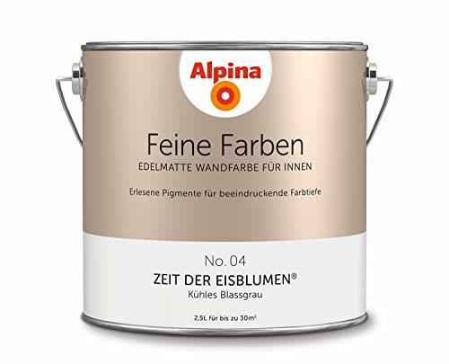 Alpina Feine Farben – No. 04 Zeit der Eisblumen® – edelmatte Innenfarbe - Wandfarben für einzigartige Farbwirkungen und Raumstimmungen – Kühles Blassgrau – 2,5 Liter