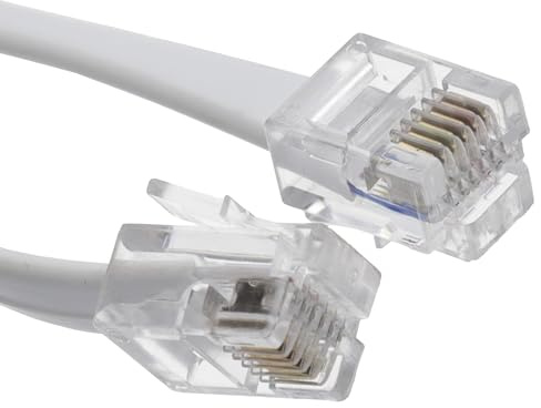 kenable RJ12 to RJ12 Cable 6P6C Plug to Plug Flat Telephone Lead Straight Wired for Phone Systems Grey 1m
