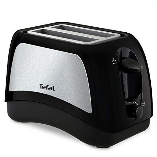 Tefal TT131D Delfini Plus Zweischlitztoaster, 7 Bräunungsstufen, Brötchenaufsatz, schwarz