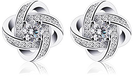 B.Catcher Damen Ohrringe, Sterling Silber 925 Ohrstecker, Zwillingssterne Ohrringe Set mit Zirkonia, Luxuriöse Handwerkskunst-Designs, Perfekte Geschenke für Geburtstage, Hochzeiten & Muttertag