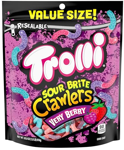 Trolli Caramelle molto bacche di Sour Brite Crawler, vermi gommosi acidi, 32 once