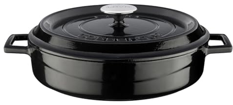 Lava Signature Mehrzweck-Schmorofen aus emailliertem Gusseisen, 3 1/2 Quart, Obsidian-Schwarz