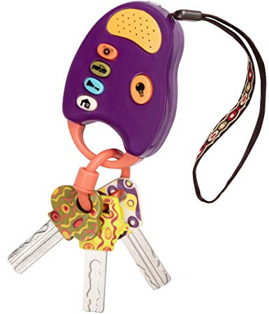 B. toys - FunKeys - Viola - Chiavi dell'auto Giocattolo - Portachiavi con luci e Suoni - Giocattolo interattivo per Bambini - Chiavi finte per Neonati, Bambini e Ragazzi - 10 Mesi +