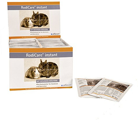 Alfavet, RodiCare instant Päppelfutter für geschwächte inappetente Zwergkaninchen, Meerschweinchen, Kleinnager. Alleinfuttermittel mit gesunden Kräutern, Pulver 60 x 20 g mit Dosierlöffel