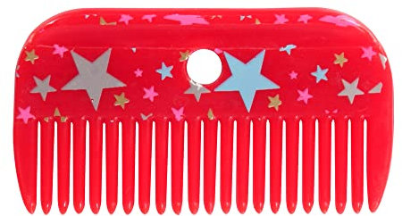 PFIFF 101754 Mähnenkamm Sternenzauber, Kamm für Pferdemähne, Rot mit Sternen Motiv