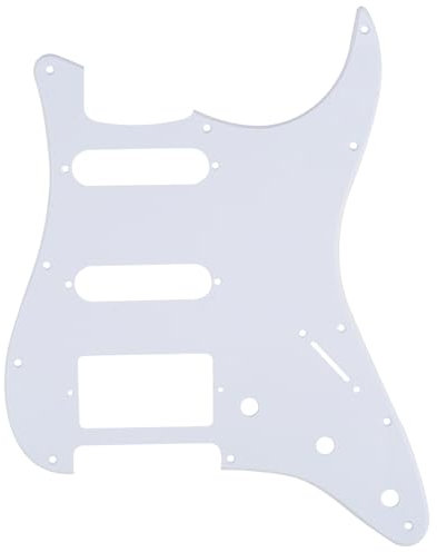 Musiclily HSS 11 Löcher Strat Schlagbrett Pickguard für Fender American/Mexican Standard Stratocaster Modern Style E-Gitarre,1 lagig Weiß