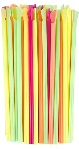 Vibrant Multicolor Neon Plastic Straws - 10 (50 Pack) - Eye-Catching, Flexible & Durable Drinking Straws for Parties, Events & Everyday Use