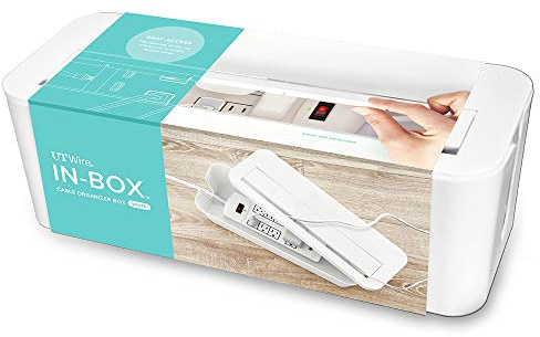 UT Wire in-Box Extra Large Cable Organizing Management Box for Under Desk Surge Protector Concealer White