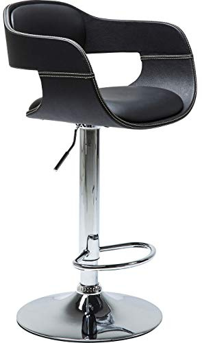 Kare Design Barhocker Costa, Schwarz, Tresenhocker, Lederoptik, Höhenverstellbar, Modern, 105x49x47 cm (H/B/T)