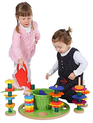 Rudolphs Schatzkiste Holzspielzeug Garten Steckspiel LxBxH 405x405x150mm NEU Blumen Bausteine Spielsortiment Bauspiel Spiele Spielzeug Strategiespiel Geschicklichkeitsspiel Geduldsspiel Holzgestaltung Holz Seiffen