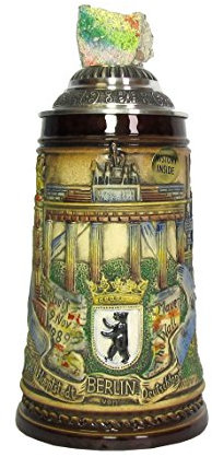 KING Chope de bière allemande Berlin, brun, couvrir avec morceaux du mur 0,5 litres
