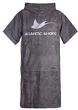 ATLANTIC SHORE | Surf Poncho | Badeponcho mit Kapuze aus 100% Baumwolle | Unisex | Basic für Erwachsene