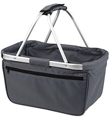 HALFAR® HF3939 Shopper Basket Einkaufskorb Korb mit Aluminiumgestäng faltbar , Farbe:Anthrazit