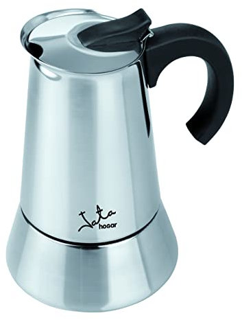 Jata CAX106 - Cafetera Italiana Inducción, Capacidad 6 Tazas, Apta para Todo Tipo de Cocinas, Cuerpo Acero Inoxidable