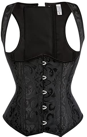 Alivila.Y Fashion Womens Steel Boned Brocade Underbust Corset 2989-Black-2XL