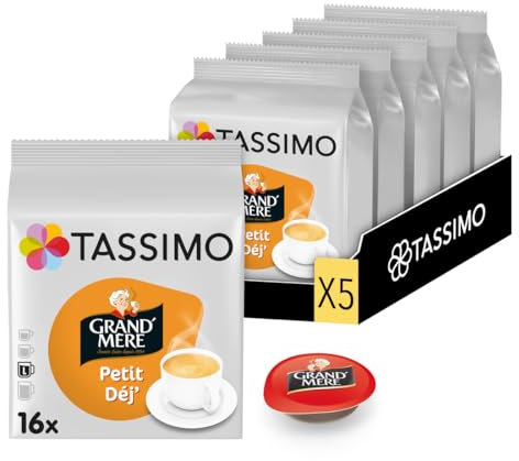 Tassimo, 80 Dosettes Café Petit Déjeuner Grand'Mère, Compatibles avec les machines TASSIMO, 80 Cafés Riches et Généreux, 5 packs de 16 dosettes