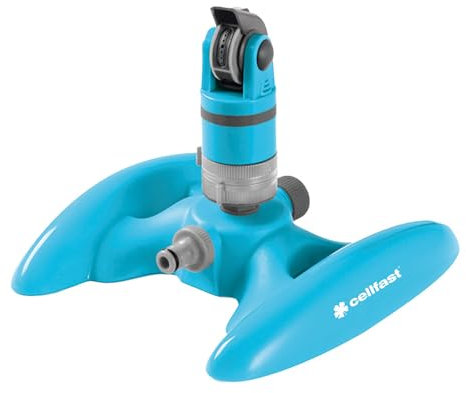 Cellfast Irrigatore A Settori Irrigatore per Grandi Superfici con Flusso d'Acqua Controllabile per Prato Fiori Piante Regolazione A Gradini Impostazione Dell'Area Multi cellPRO