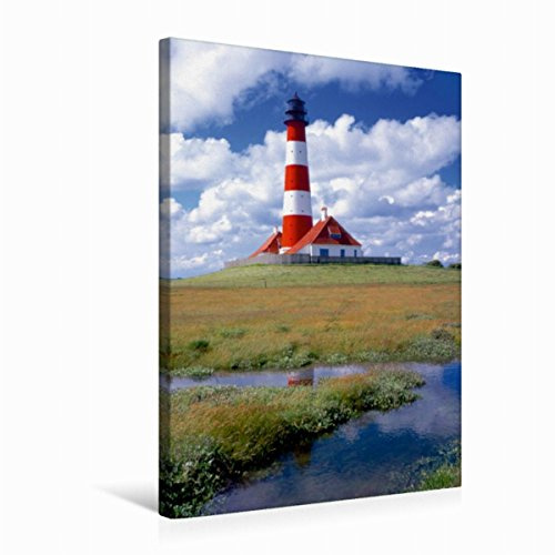 Premium Textil-Leinwand 50 x 75 cm Hoch-Format Leuchtturm Westerhever | Wandbild, HD-Bild auf Keilrahmen, Fertigbild auf hochwertigem Vlies, Leinwanddruck von Lothar Reupert