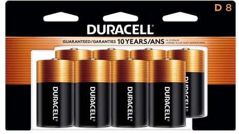 Duracell CopperTop D Alkalibatterien mit wiederverschließbarer Verpackung, langlebige Allzweck-Batterie für Haushalt und Geschäft, 8 Stück